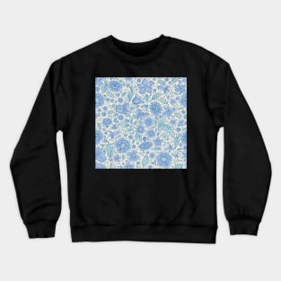 Scattered flowers and leaves in aqua tones | repeat pattern Crewneck Sweatshirt